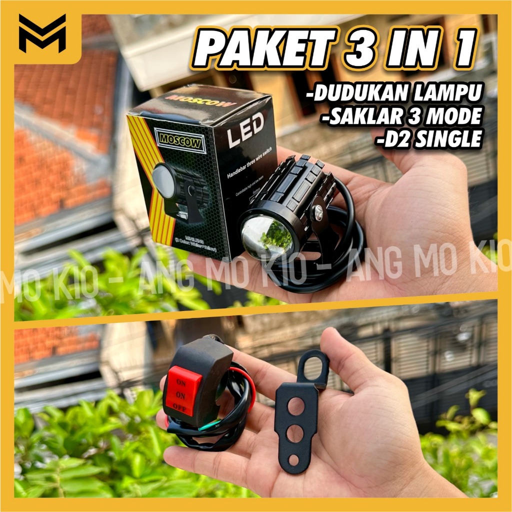 NEW PAKET LAMPU D1 2 D 1 2 LASER LED BOLHAM LASER GUN HI LOW + BRACKET LAMPU DEPAN BREKET DUDUKAN LA