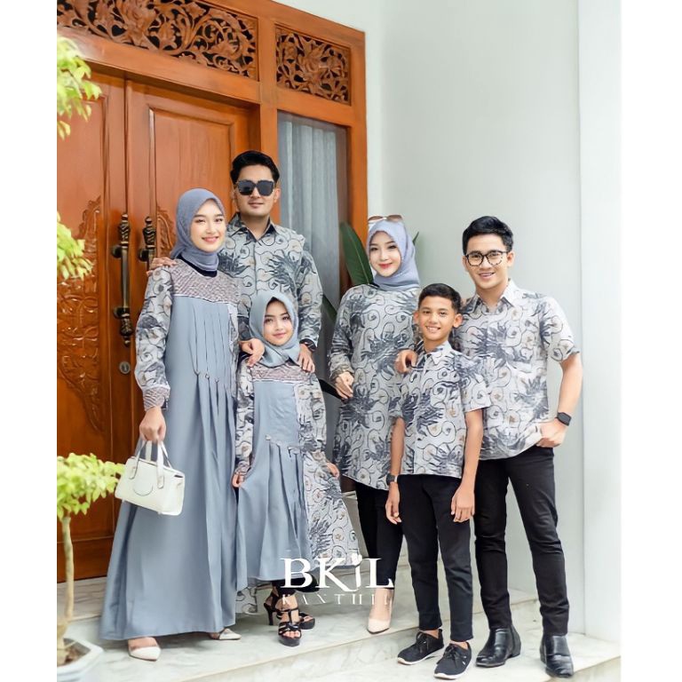 Pasti Tertarik Batik Couple Keluarga Gamis Batik Kombinasi Modern Kemeja Pria Lengan Panjang Gamis T