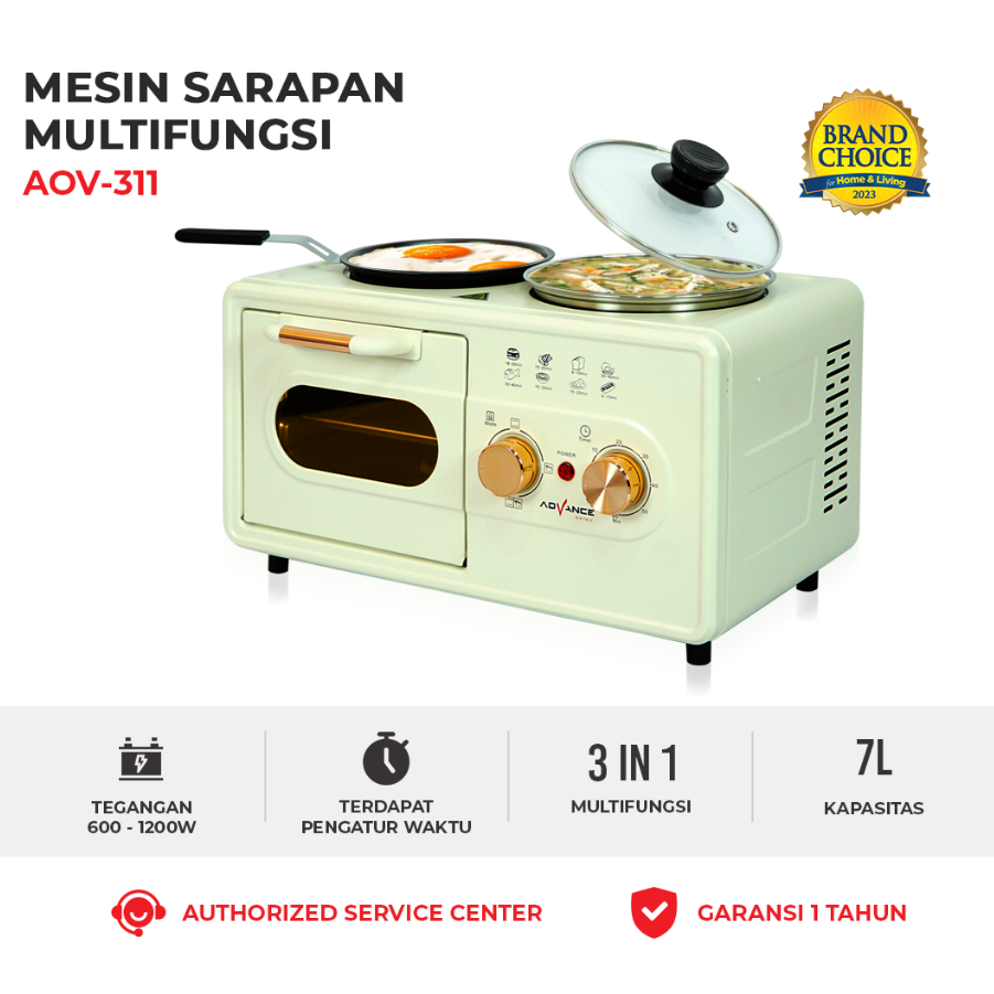 Advance AOV-311 oven mini kompor mini Peralatan Masak Serbaguna Mesin Sarapan Multifungsi 3IN1 7L