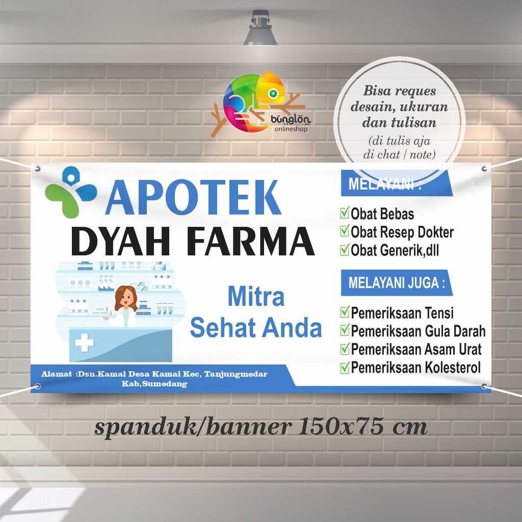 Spanduk Banner Apotek Toko Obat Custom Desain