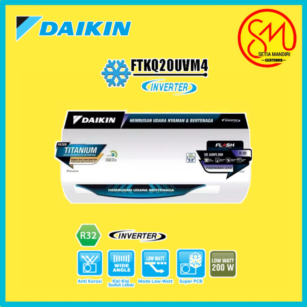 DAIKIN AC 3/4 PK - FTKQ-20UVM R32 INVERTER THAILAND R32