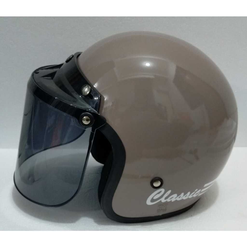 Helm Bogo Retro Classic Coklat Susu/Cappucino Pria Wanita SNI