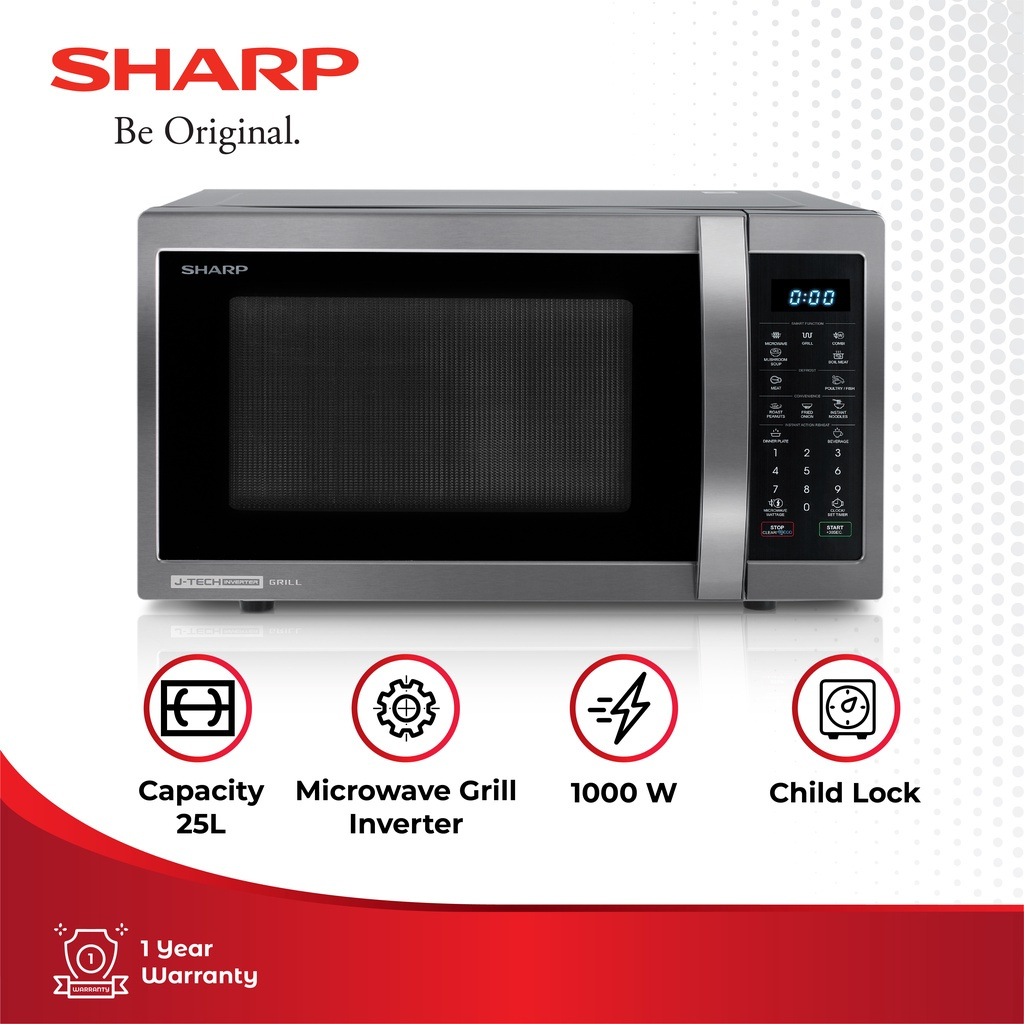 SHARP Microwave Grill J-Tech Inverter Digital 25 Liter R-751GX (BS) Original