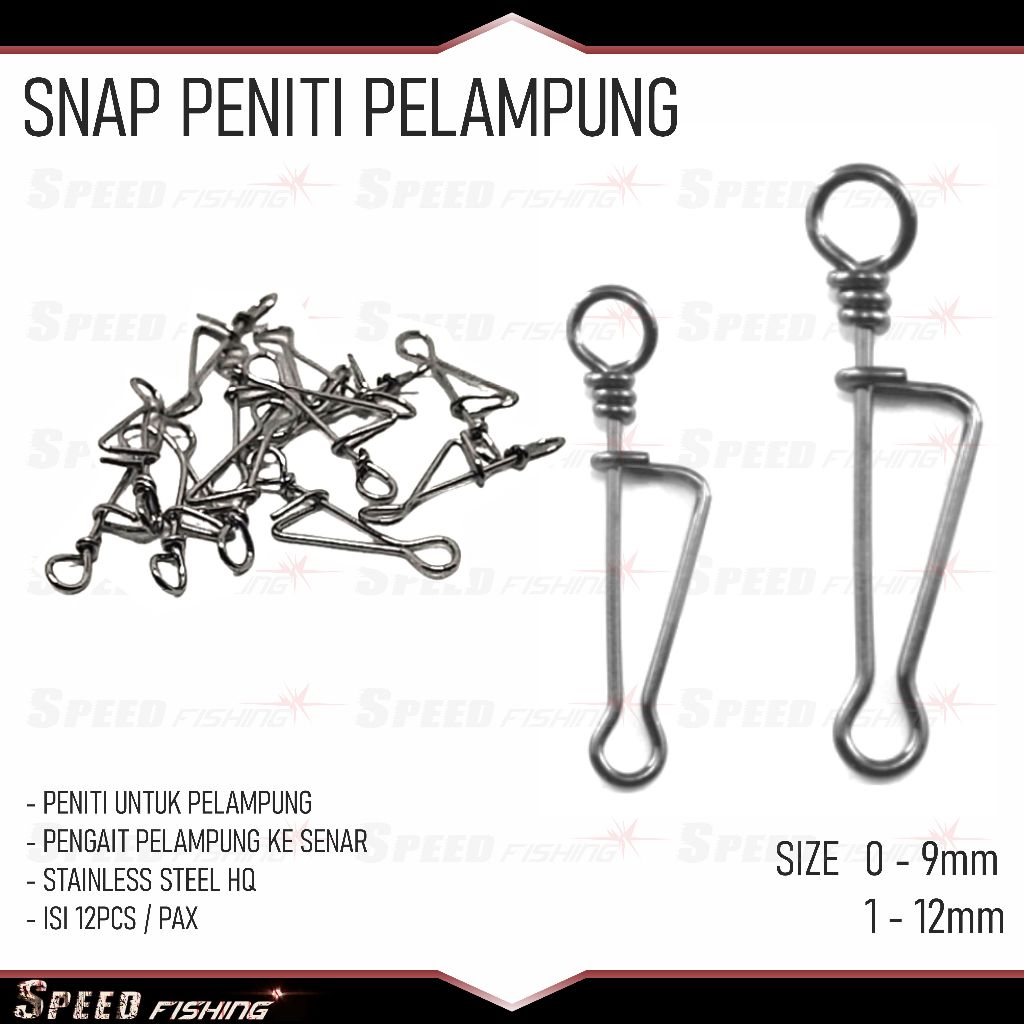 Snap Pelampung Stainless Steel Peniti Pancing
