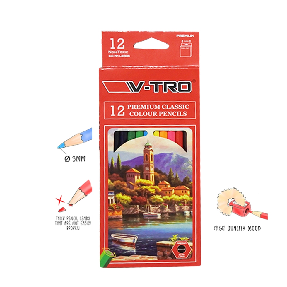 

PENSIL WARNA VTRO / COLOUR PENCILS V-TRO 12 WARNA PANJANG MURAH