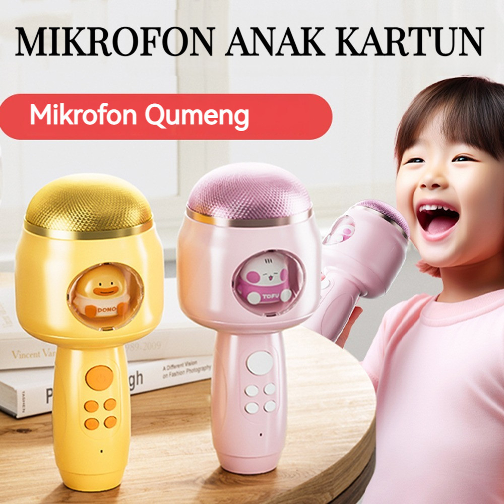 Mic Karaoke Wireless Bluetooth Player Anak Mic Wireless Microphone Anak Bluetooth Model Kartun Karao