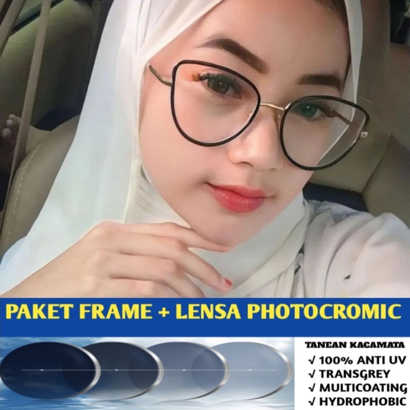 Kacamata Photocromic Cat Eye 95825 Terbaru Kacamata Wanita Kacamata Fashion