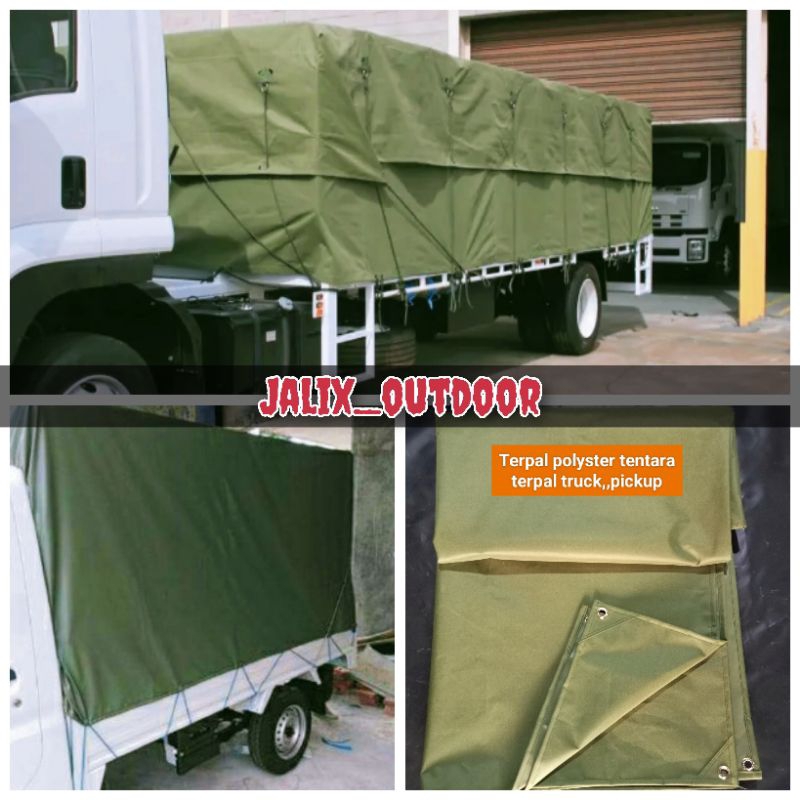 Terpal kain lapis semi karet Polyester tentara,, ukuran 2x2m,,2x3m & 3x3m,,terpal truk,, pickup,,ten