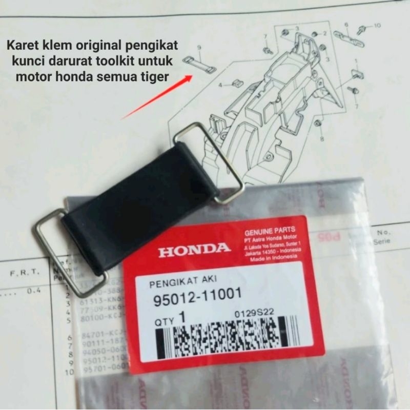 KARET KLEM ORIGINAL PENGIKAT KUNCI DARURAT TOOLKIT UNTUK MOTOR HONDA TIGER