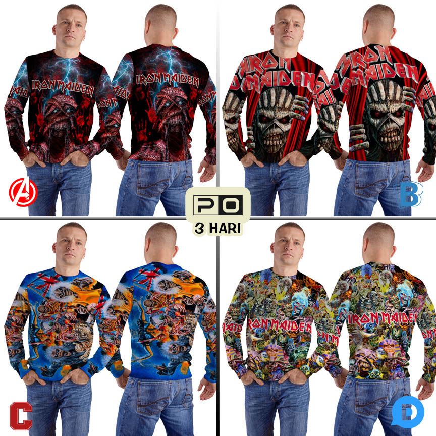 Crewneck Iron Maiden Sweater Fullprint Bahan Polyester Jersey | SKU-286409511