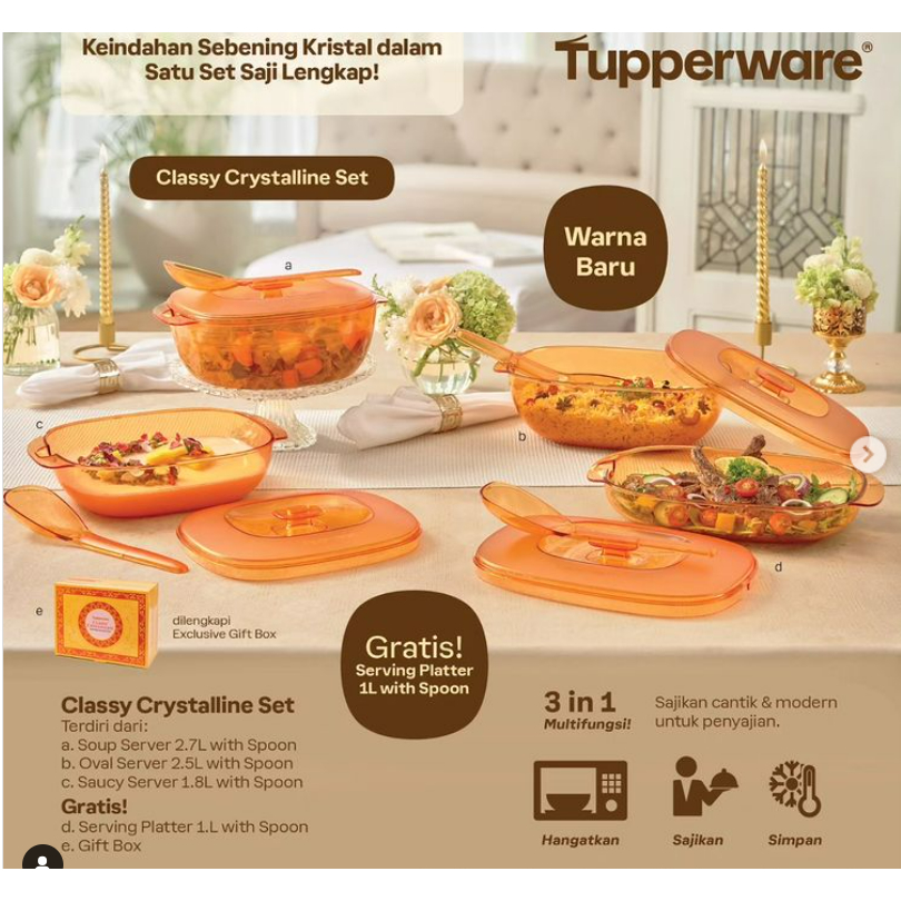 Classy Crystalline Set / Wadah Saji Makanan Tupperware Original Termurah