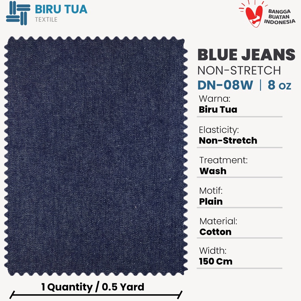 NEW Bahan Blue Jeans 8 Oz  washed  non stretch  Kain Denim