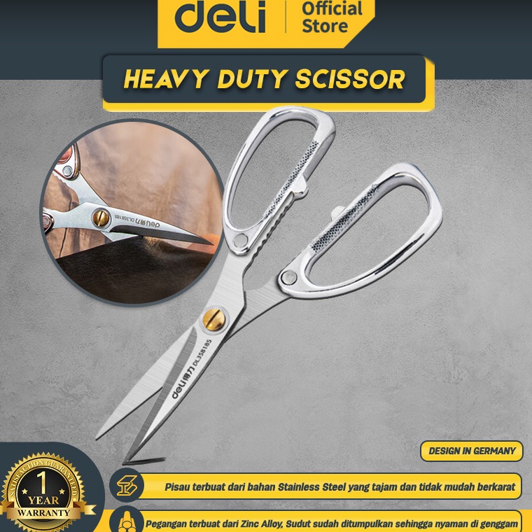 

KODE E6R Deli Heavy Duty Scissor Gunting Kain Kardus Kerja Industri Stainless Steel Sangat Tajam DL358185