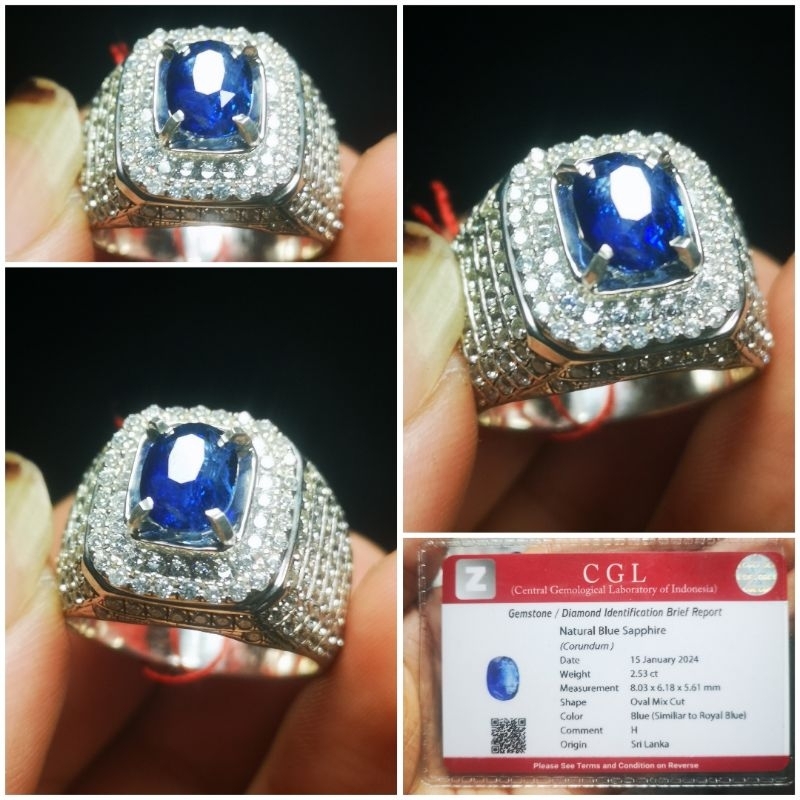 CINCIN BATU PERMATA NATURAL BLUE SAPPHIRE CEYLON MEMO CGL