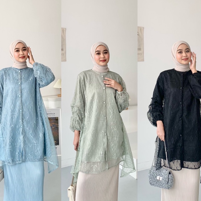 READY STOK IRENE Outer Brukat  Outer Tunik Brukat by DEZHAF