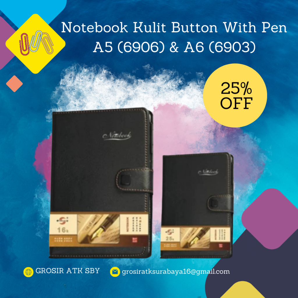 

Notebook Buku Catatan Bahan Kulit With Button Free Bolpen Bolpoint