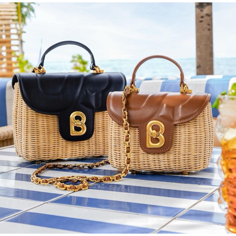 PO BUTTONSCARVES ALMA RATTAN BAG
