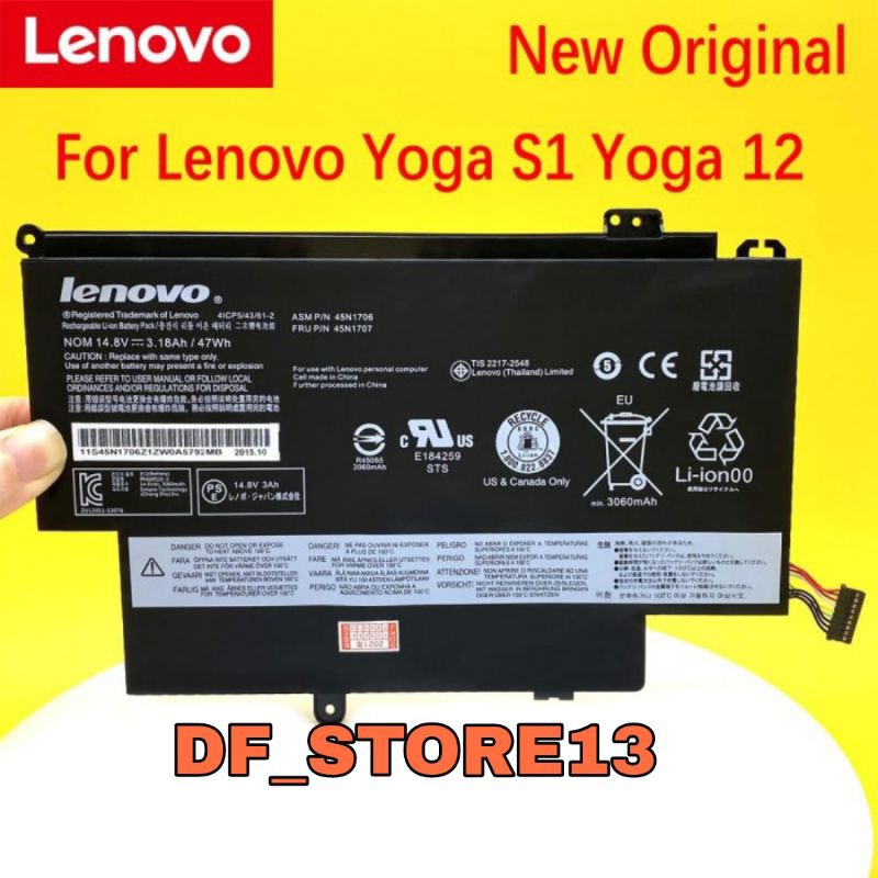 Baterai Lenovo Thinkpad S1 Yoga 12 45N1704 45N1705 45N1706 45N1707
