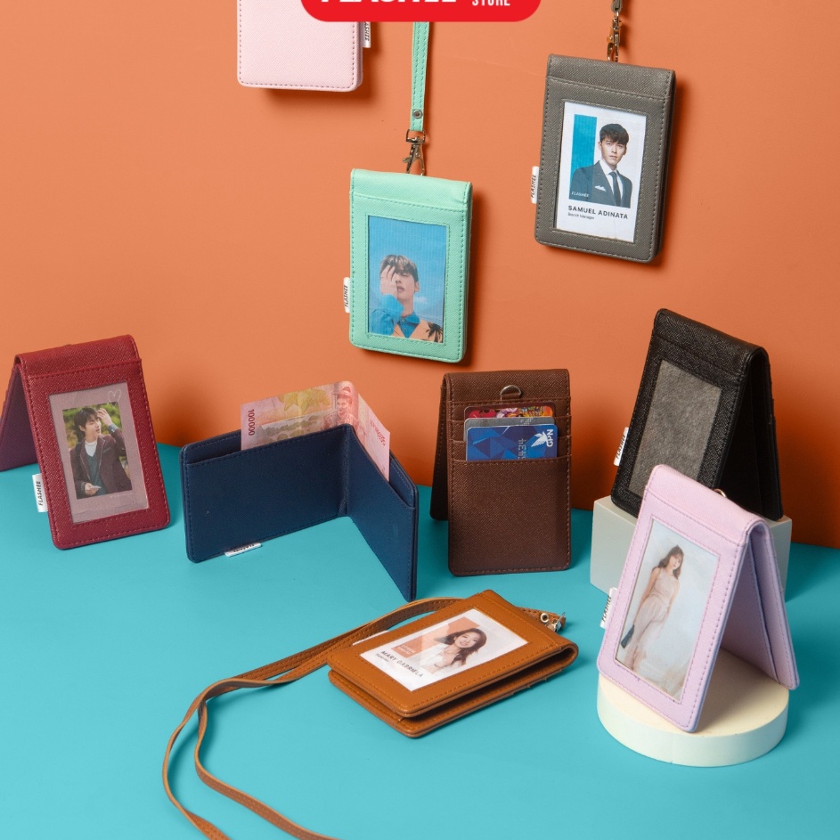 

Super Obral Flashee ID Card Holder Magnet Tabby Lanyard Magnet Name Tag Kulit Termurah Berkualitas PU Leather ID Card