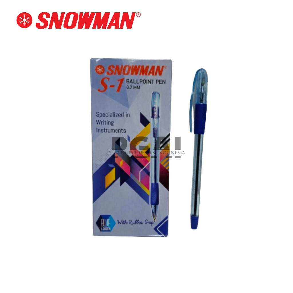 

BOLPOIN PULPEN BALLPOINT SNOWMAN S1 0.7 MM TINTA BIRU 1 PACK ISI 12 PCS