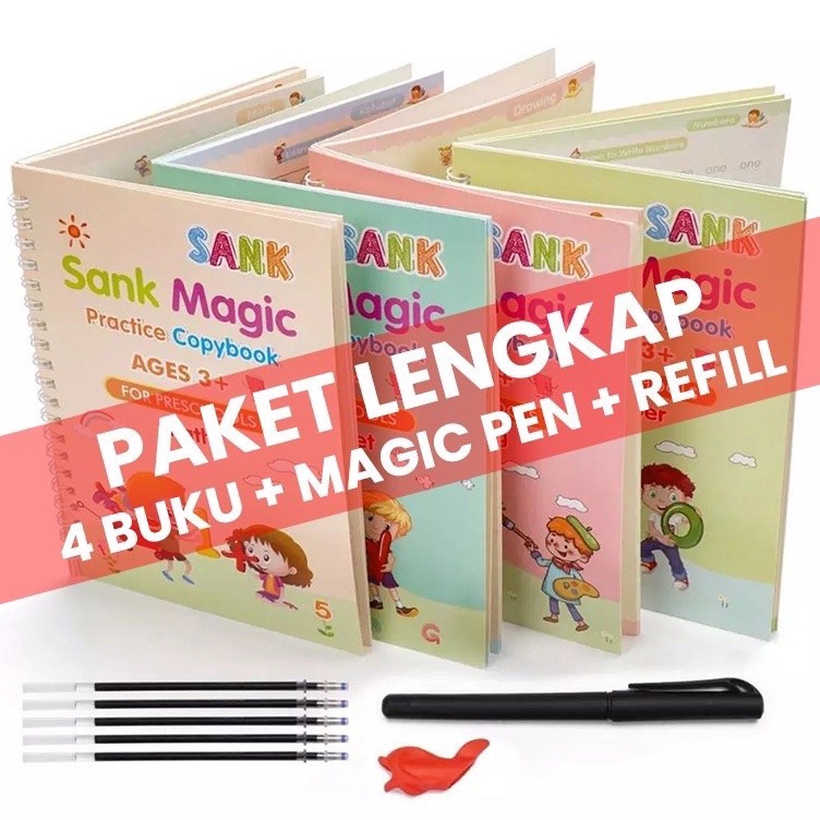 

Free Shipping Buku Sank Magic Practice Book 1 SET ISI 4 BUKU PULPEN