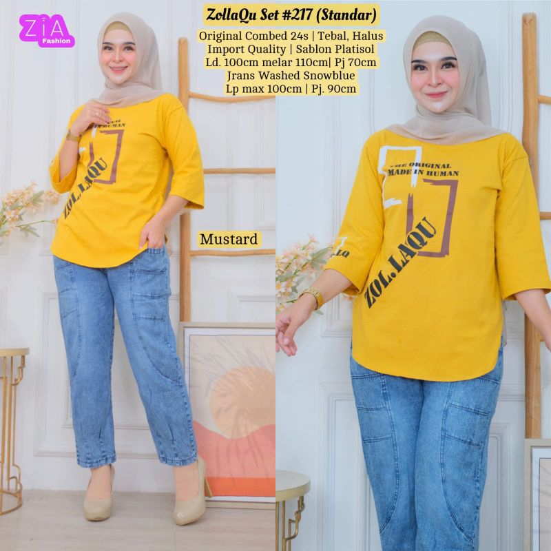 ZIA SET ZOLLAQU 217/SETELAN ATASAN COMBAD DAN CELANA JEANS WASH