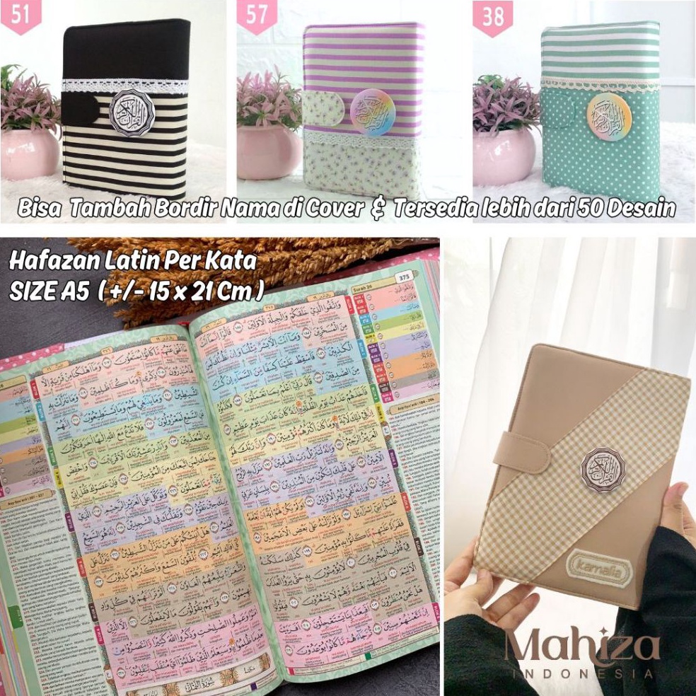 KODE L7B6 AlQuran Hafazan Per Kata Latin 8 Blok Warna uk sedang A5 Al Qoshbah Rainbow Hafalan Terjem