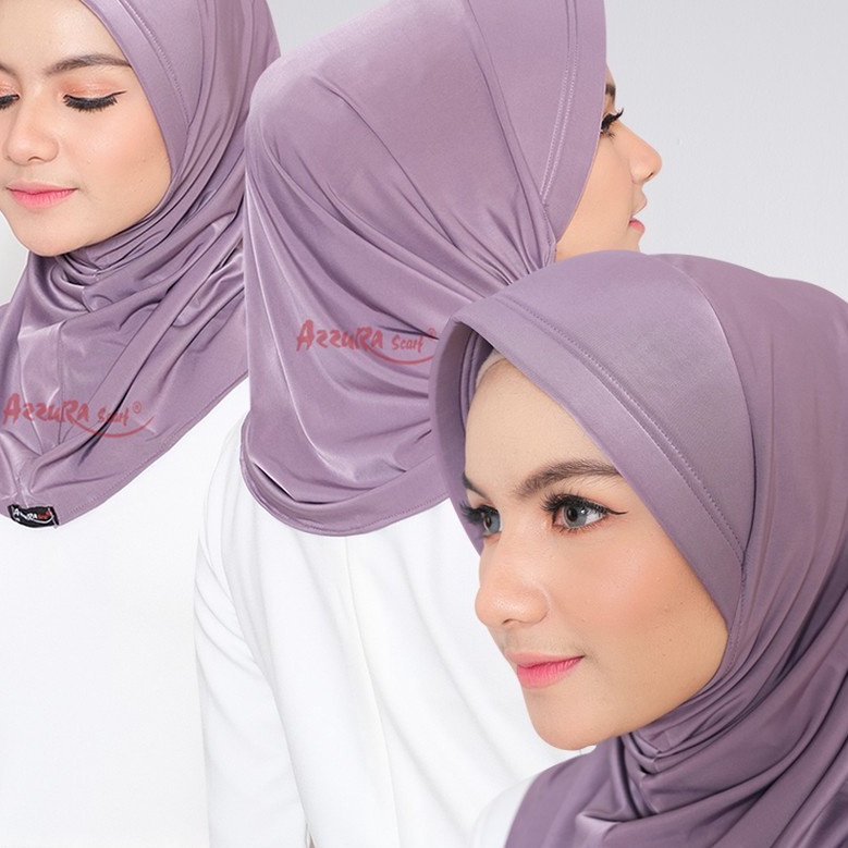 D2289 Hijab Sport Garis Dua  Azzura Scarf  ORIGINAL  Bergo Sport  Hijab Olahraga Instan