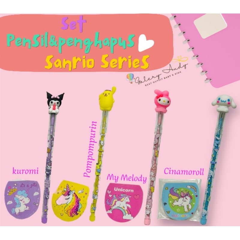 

PENSIL SANRIO VIRAL KUROMI CINAMOROLL MYMELODI POMPOMPURIN TERMURAH