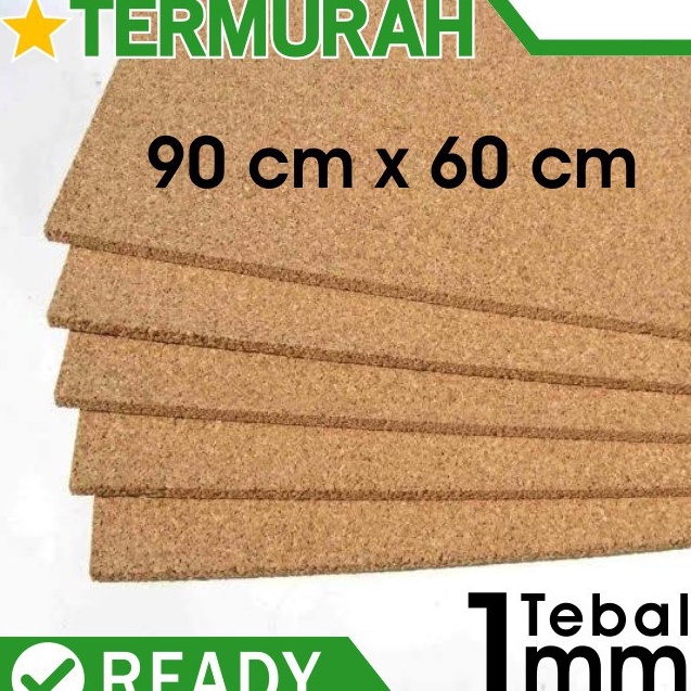 

Hadir Promo Cork Board 1mm Pin sheets Sheet gabus lembaran patah polos mading tebal 1 mm