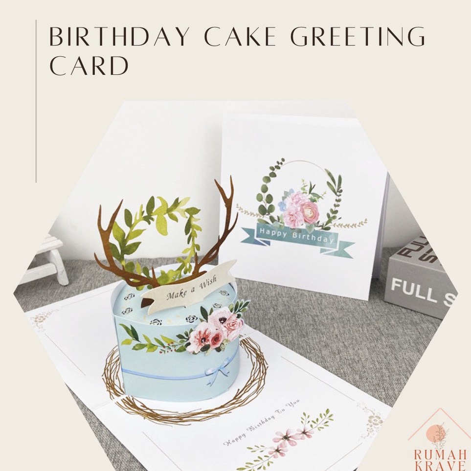 

Segera Serbu RUMAH KRAVE Birthday Cake Greeting Card Kartu Ucapan 3D Pop Up Kue