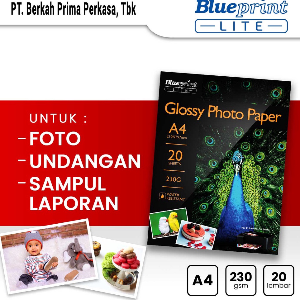 

Pusat Terbaru Kertas Foto Glossy Photo Paper Poto BLUEPRINT Lite A4 1R 23 gsm