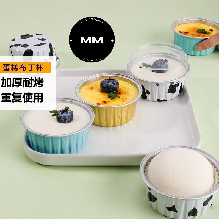 Grosir  1pcs Aluminium foil cup kue box kotak dessert puding mochi egg tart makanan promo hari ini