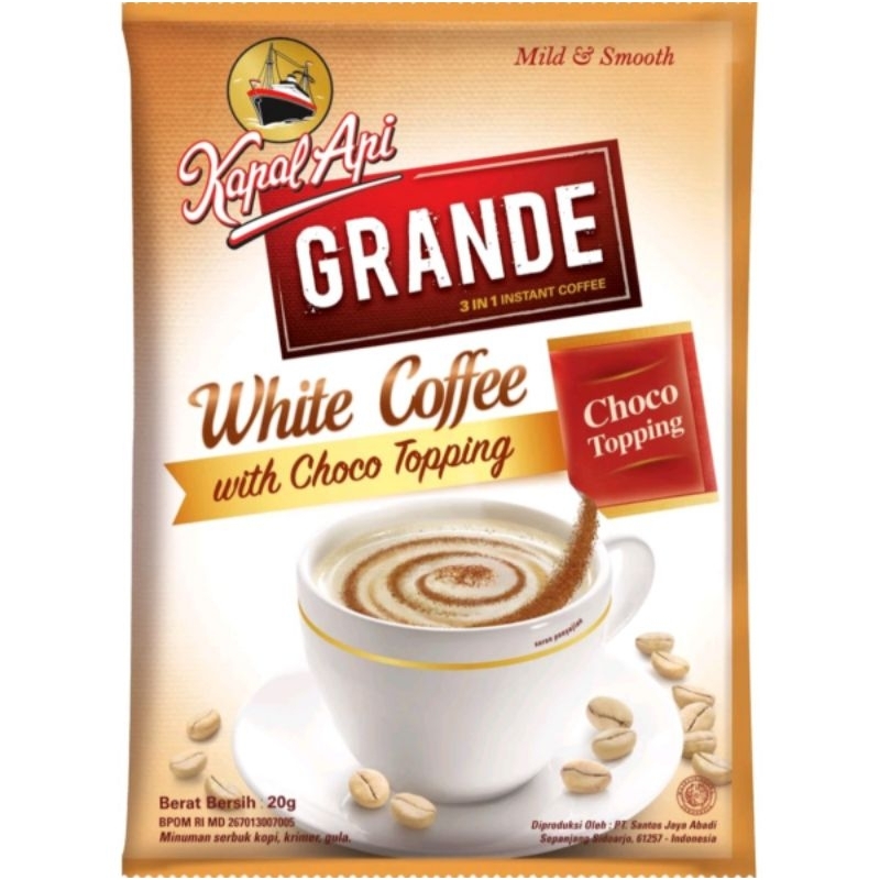 

KOPI GRANDE WHITE COFFEE 20 gram (1 sachet) with Choco Topping