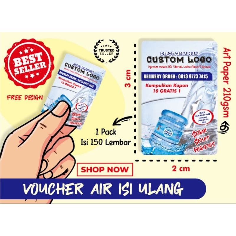 CUSTOM KUPON AIR MINUM Free Design + Potong 150pcs