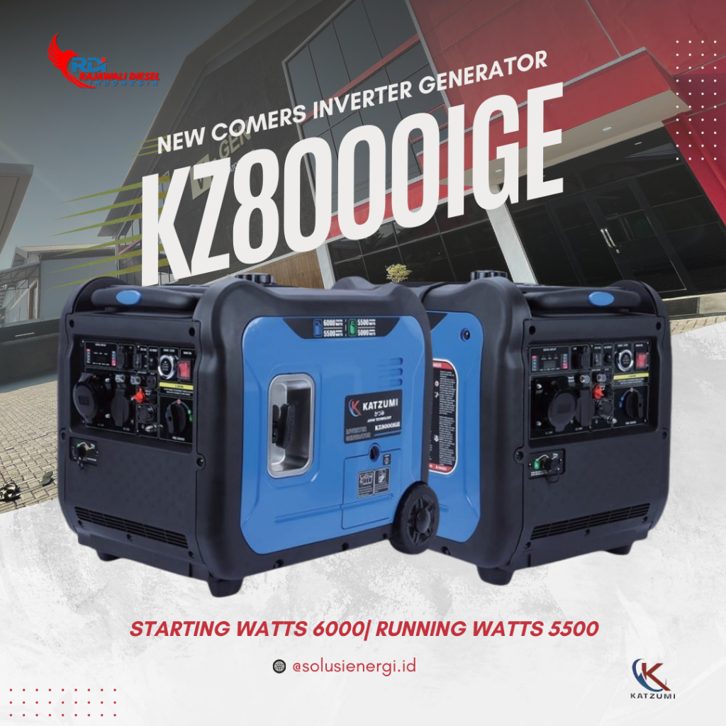 GENSET INVERTER KATZUMI DUAL FUEL | KZ8000IGE ULTRA SILENT 6000 WATT BENSIN & 5500 WATT LPG