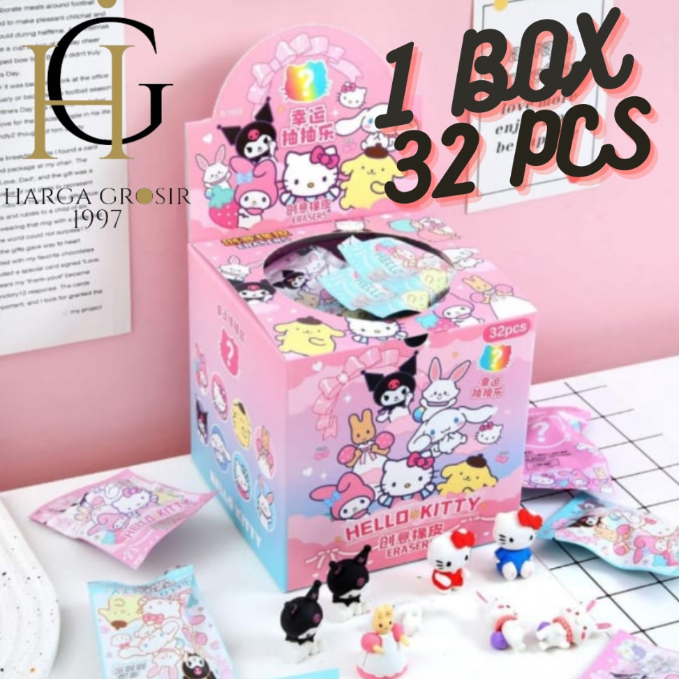 

KODE Y19T 1 BOX 32 PCS PENGHAPUS MYSTERY BAG SANRIO BLIND BOX LUCU IMUT KUROMI CINAMOROLL MELODY HELLO KITTY