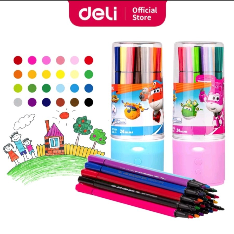 

Spidol Deli Felt Pen EC150 Super Wings 12 Warna