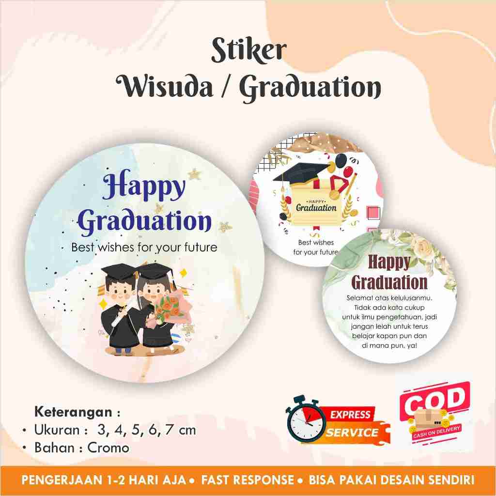 

[170 pcs] Stiker Graduation bulat cromo / Wisuda