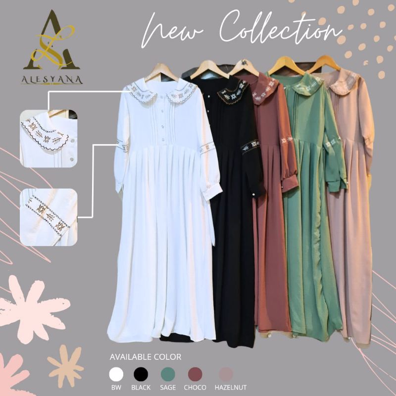 GAMIS POLOS BORDIR WANITA DEWASA MUSLIMAH TERBARU/ALILA DRESS