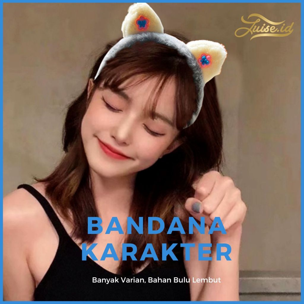 Bando Bulu Lucu Karakter Hewan Kucing / Bando Korea Bulu Telinga Kucing / Bandana Bulu Halus Murah /