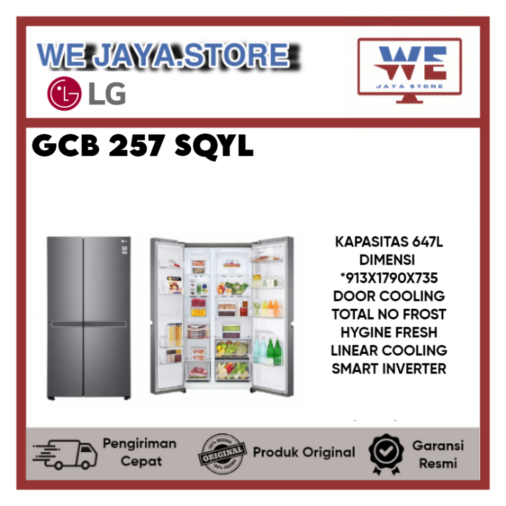 KULKAS LG SIDE BY SIDE 2 PINTU INVERTER GC-B257SQYL GCB257 GC-B257 257SQYL KULKAS LG SIDE BY SIDE