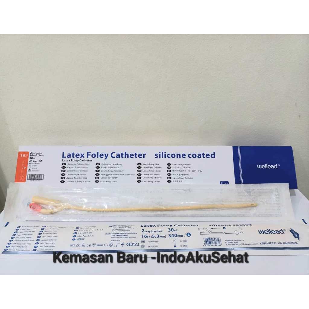 FOLEY CATHETER LATEX WELL LEAD 2 WAY COATED 16FR SELANG CATHETER LATEX SELANG URINE KATETER SELANG K
