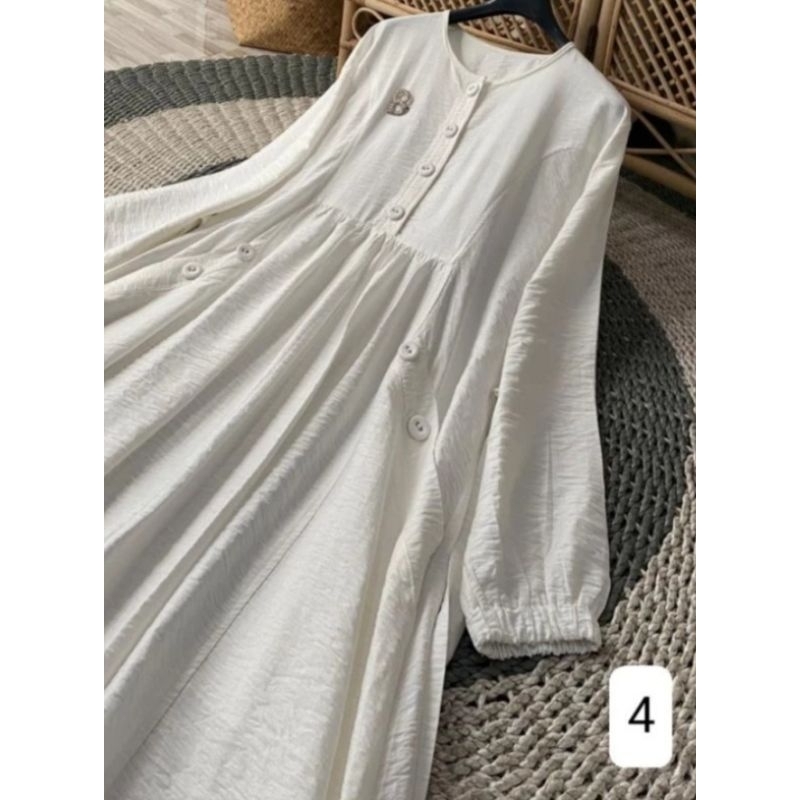 NAIMA MAXIDRES CRINKLE AIRFLOW//GAMIS PUTIH JUMBO LD130//GAMIS JUMBO LD140//GAMIS REMAJA TERBARU 202