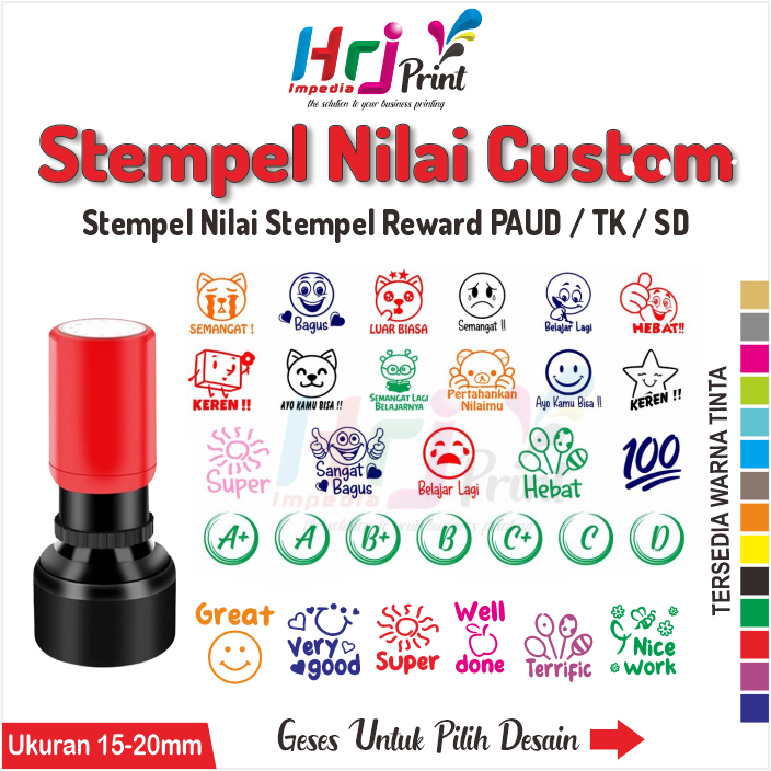 

Stempel nilai guru reward | Stempel Reward Penilaian Guru TK /PAUD /SD | Stempel anak karakter | Stempel anak custom