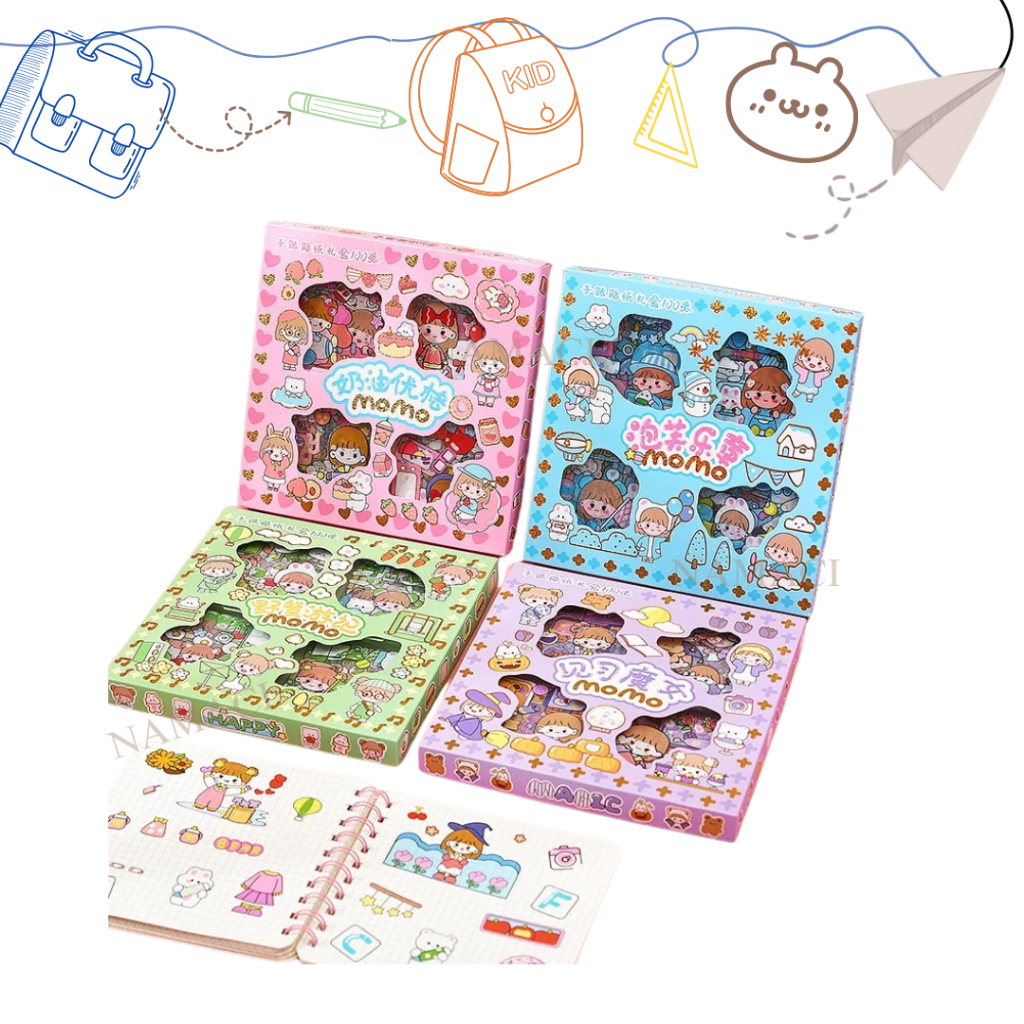 

KS 100 Lembar SENMU Sticker Momo Beragam Motif Kartun Korea Anti Air NAMACI