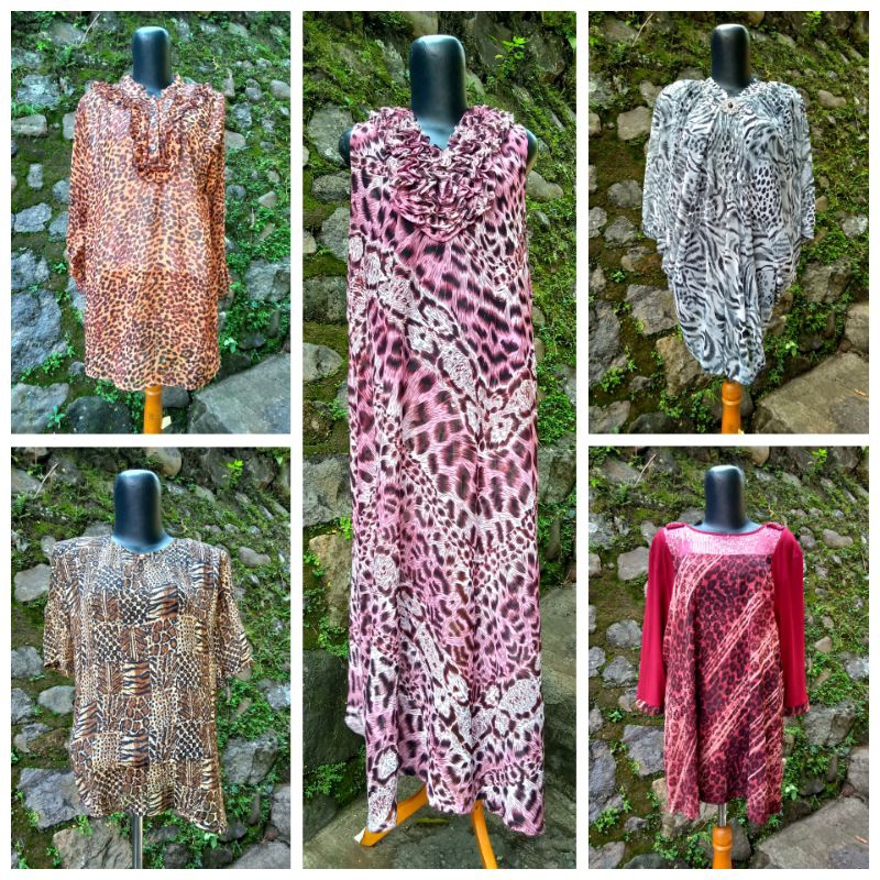 Atasan/Blouse/Kaftan/Dress Leopard Pre❤️