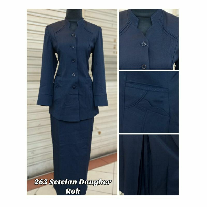 SETELAN BAJU SERAGAM KERJA BIRU DONGKER GURU WANITA KEREN  READY SET ROK & CELANA