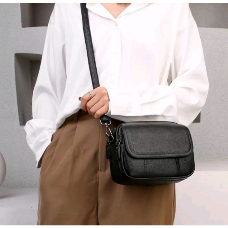 Tas selempang wanita kulit asli -tas wanita model simple -tas kulit
