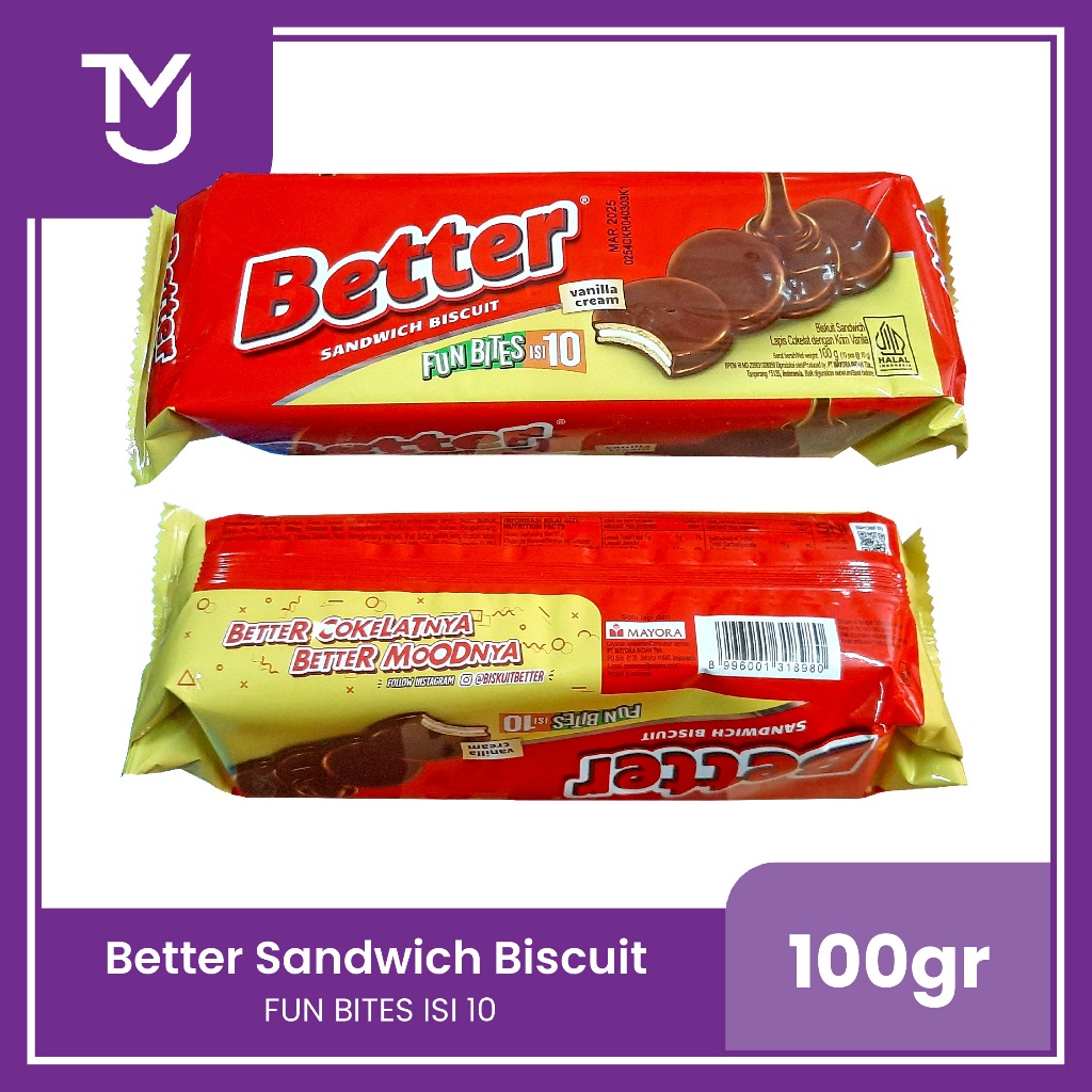 

better sandwich biscuit fun bites 100gr vanila cream 10 pcs @10gr